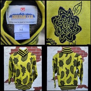MEDIUM women OBERMEYER paisley floral long sleeve pull over sweater wool blend
